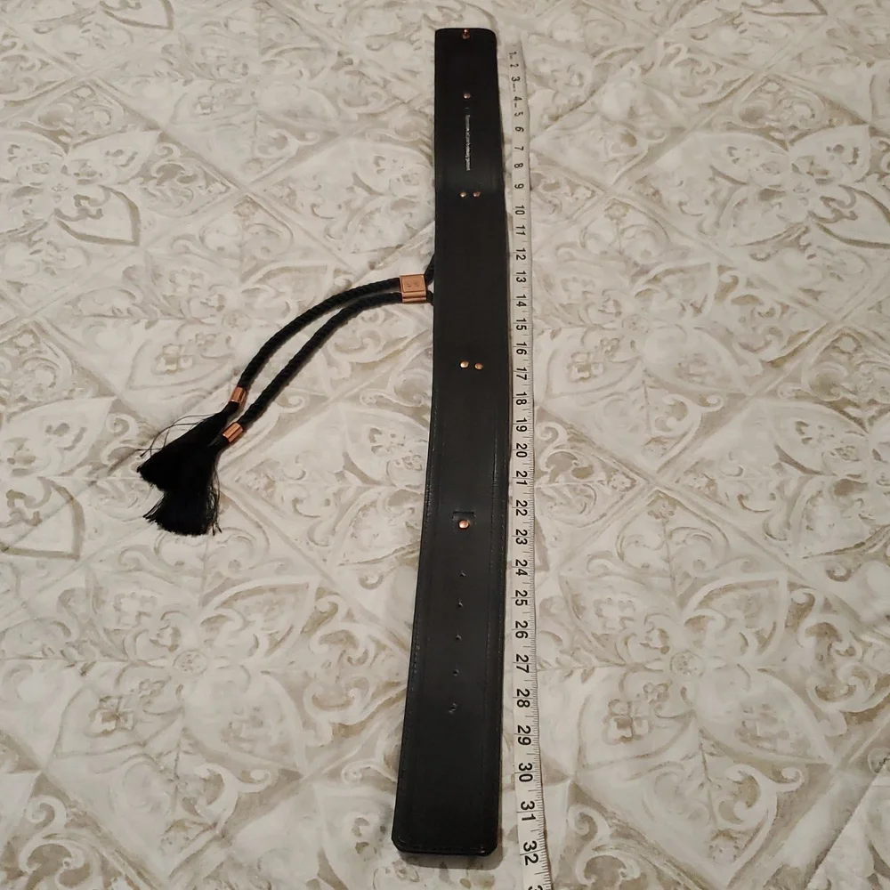 Ted Baker Black Rope Tassel Belt with Rose Gold Accent